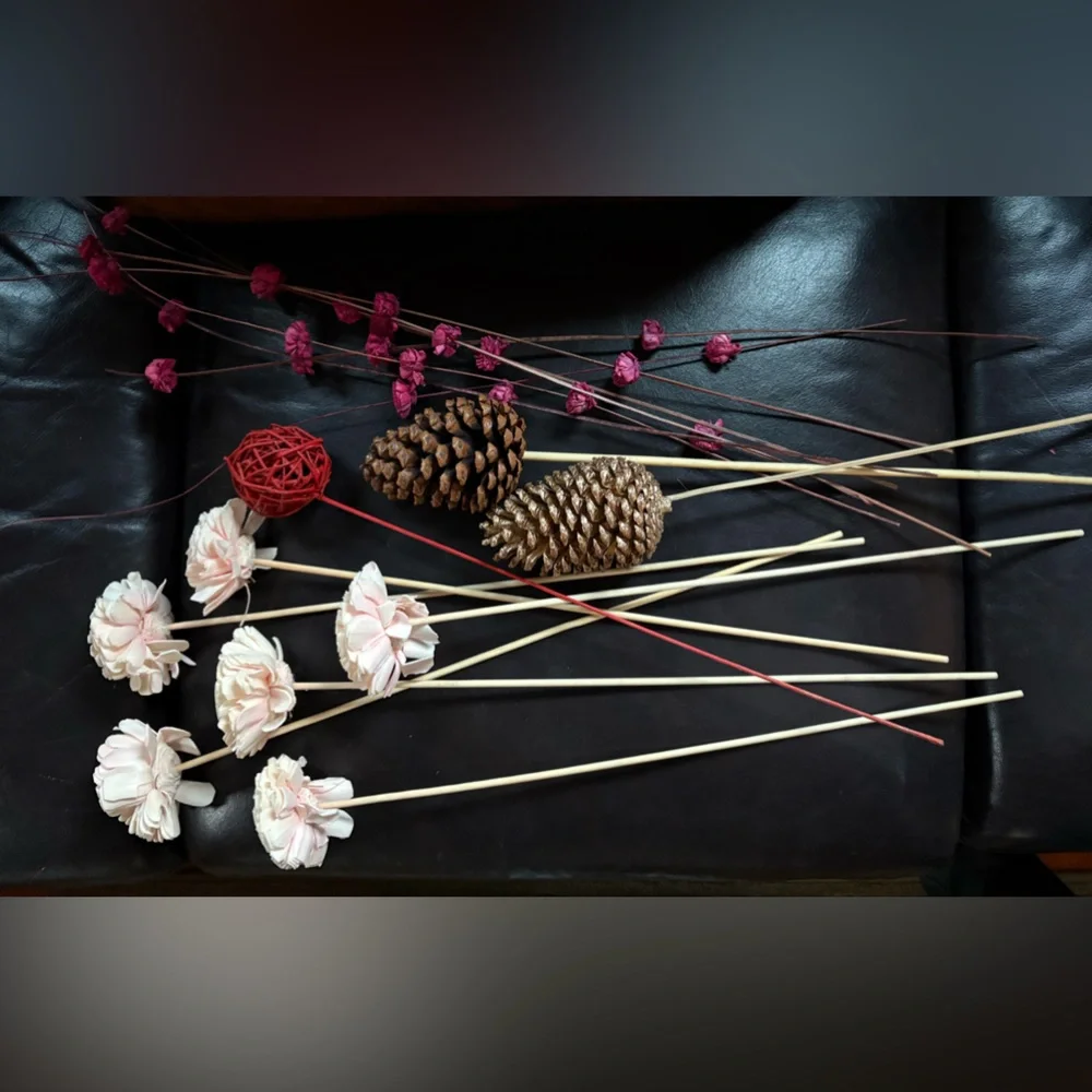 Elegant Floral Pinecone Twig Arrangement Red Blush Gold Green Brown Beige White